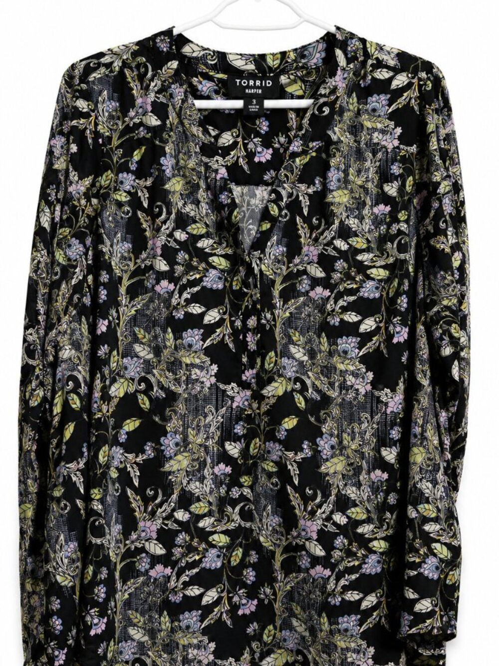 Torrid Harper Floral Georgette Ruched Sleeve Blouse Size 3 3X